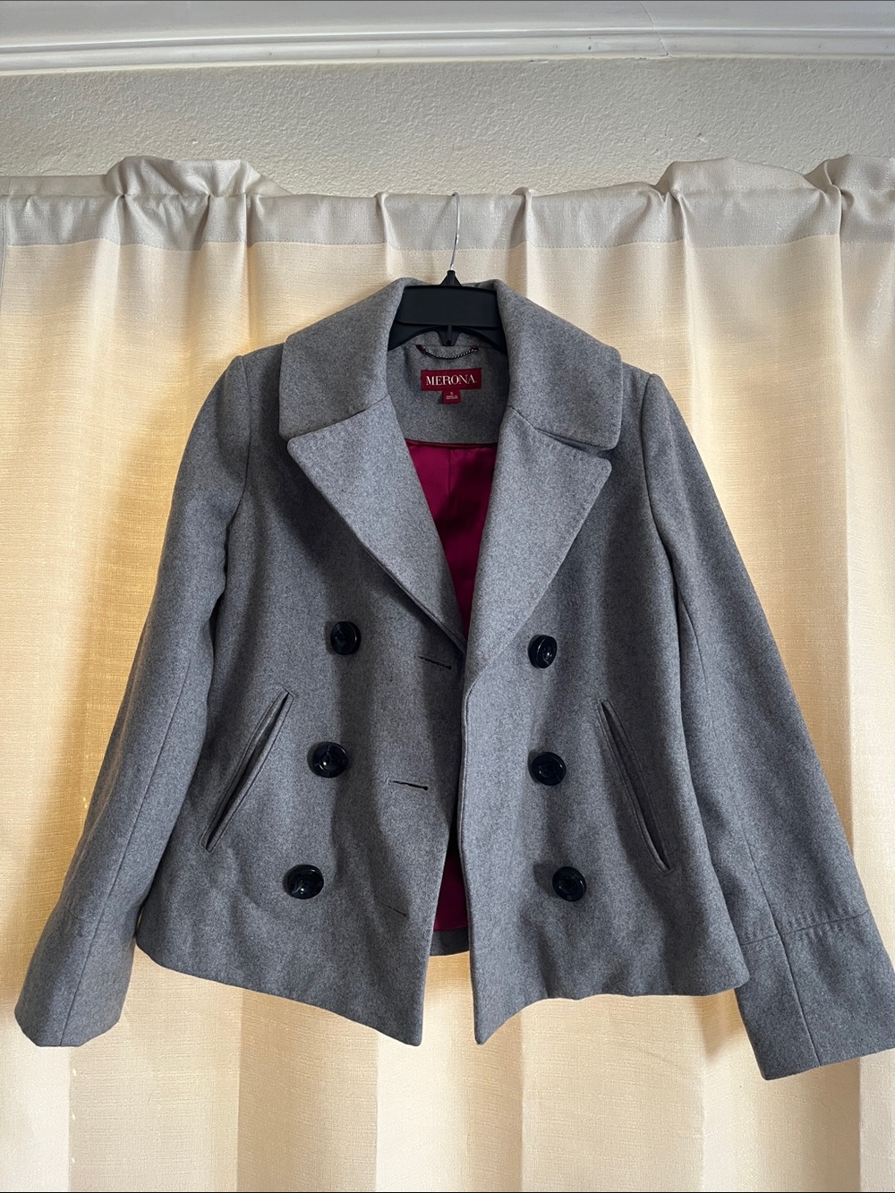 Women’s Merona Charcoal Gray Double-Breasted Pea Coat - Picture 9 of 10